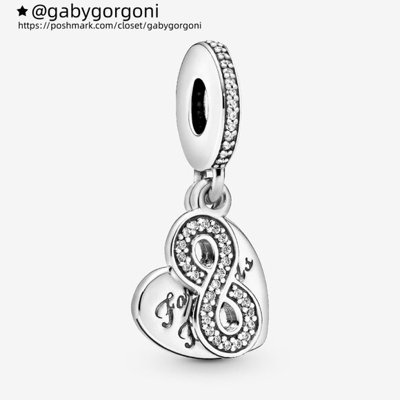 Pandora Forever Friends Heart Dangle Charm - Picture 1 of 4